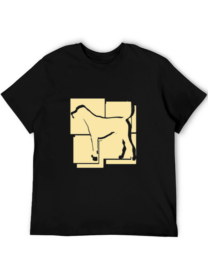 Camiseta Negra con Diseño Abstracto de Perro
