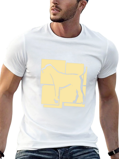 Camiseta Negra con Diseño Abstracto de Perro