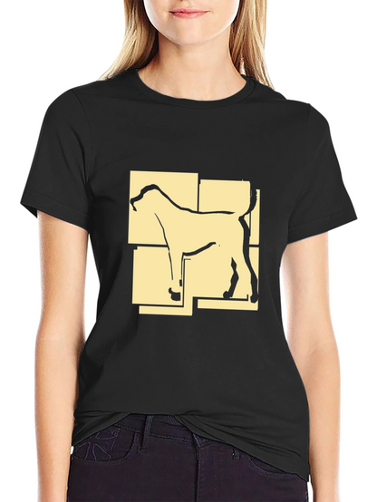 Camiseta Negra con Diseño Abstracto de Perro