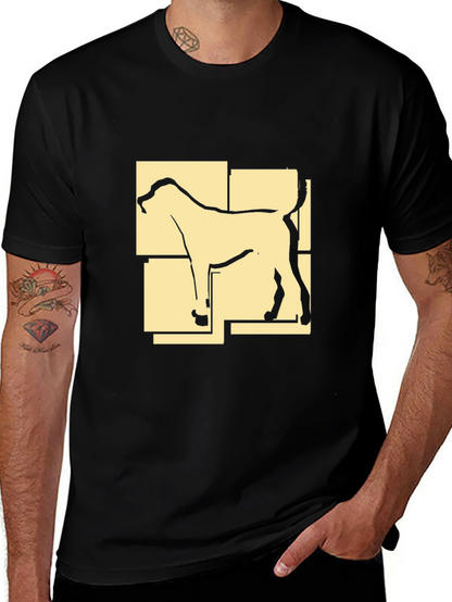 Camiseta Negra con Diseño Abstracto de Perro