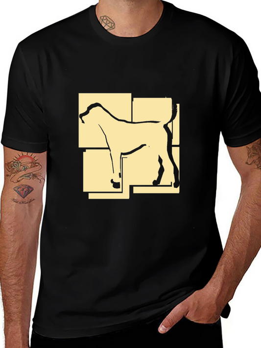 Camiseta Negra con Diseño Abstracto de Perro