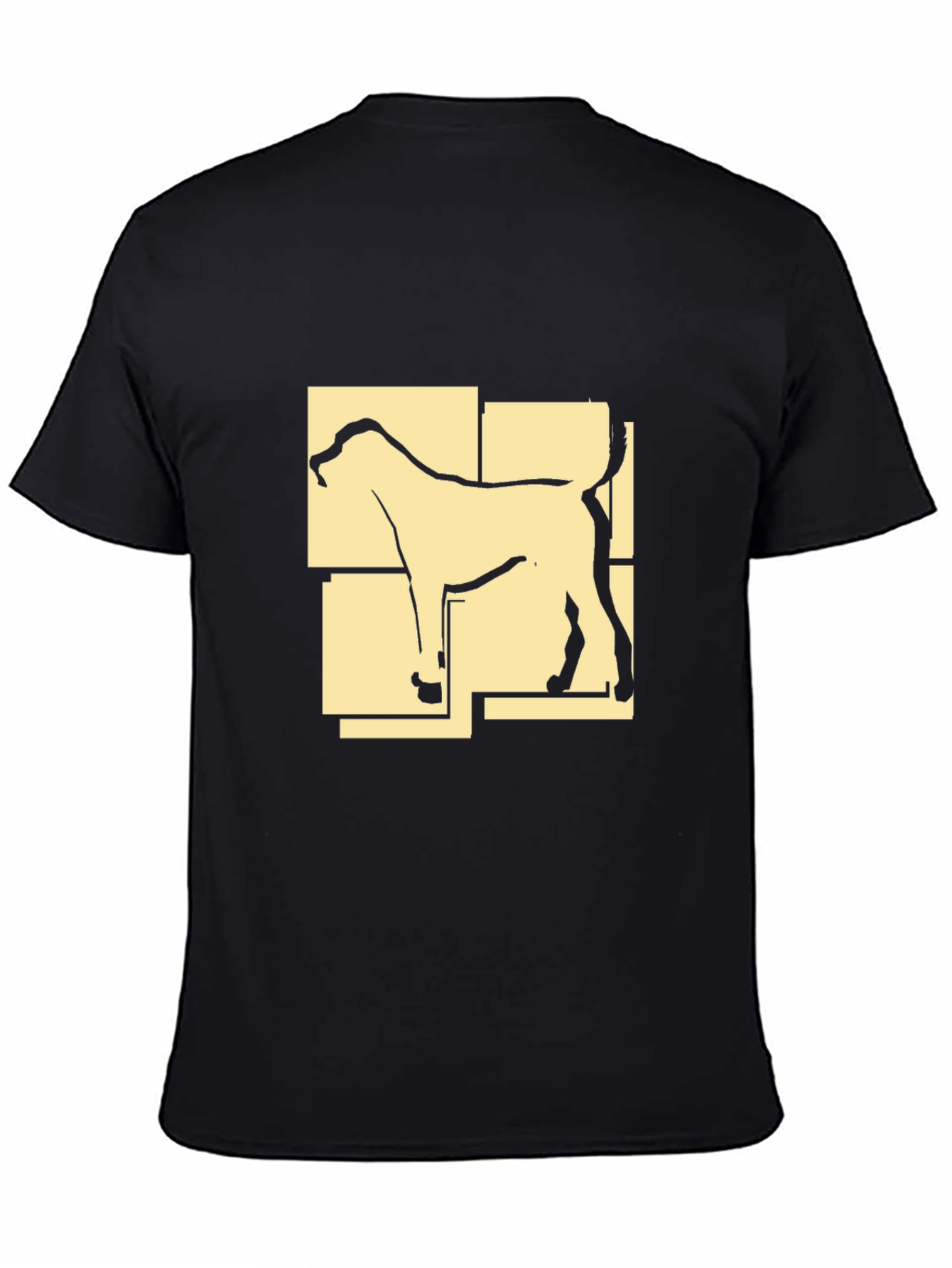 Camiseta Negra con Diseño Abstracto de Perro