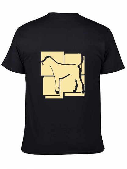 Camiseta Negra con Diseño Abstracto de Perro