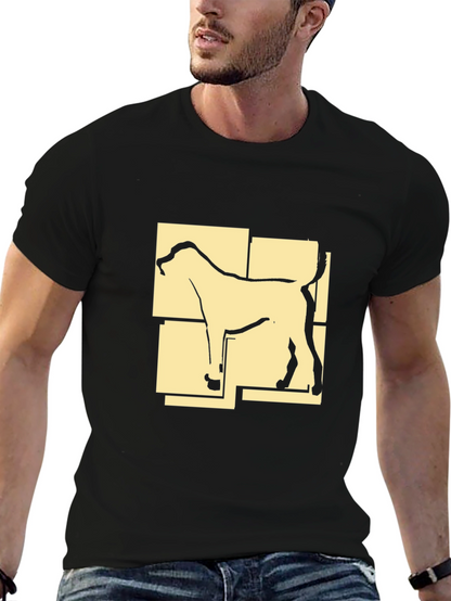 Camiseta Negra con Diseño Abstracto de Perro