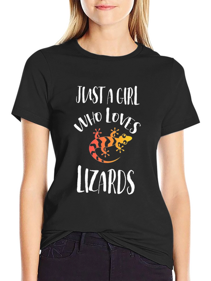 Camiseta Negra Amo las Lagartijas para Mujer