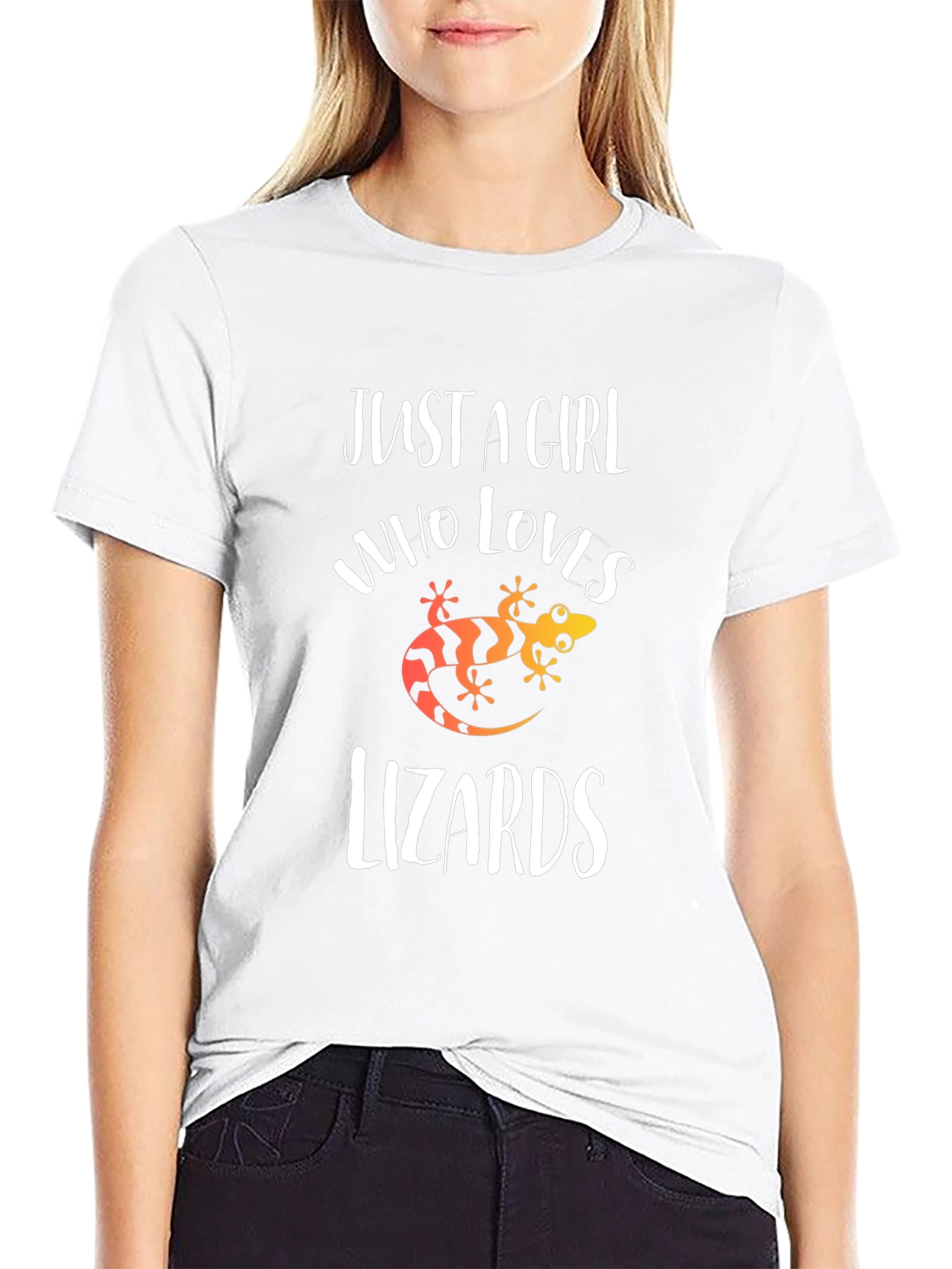 Camiseta Negra Amo las Lagartijas para Mujer