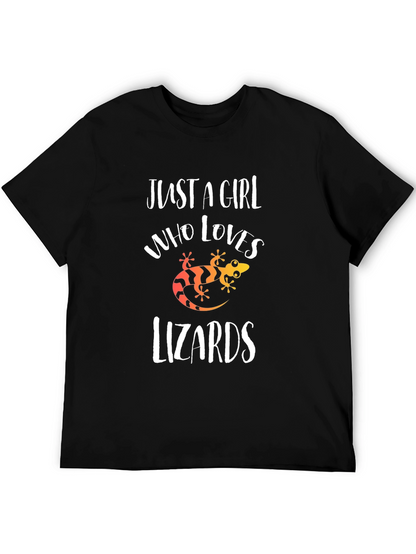 Camiseta Negra Amo las Lagartijas para Mujer