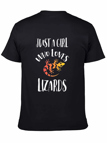 Camiseta Negra Amo las Lagartijas para Mujer