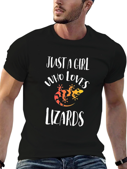 Camiseta Negra Amo las Lagartijas para Mujer