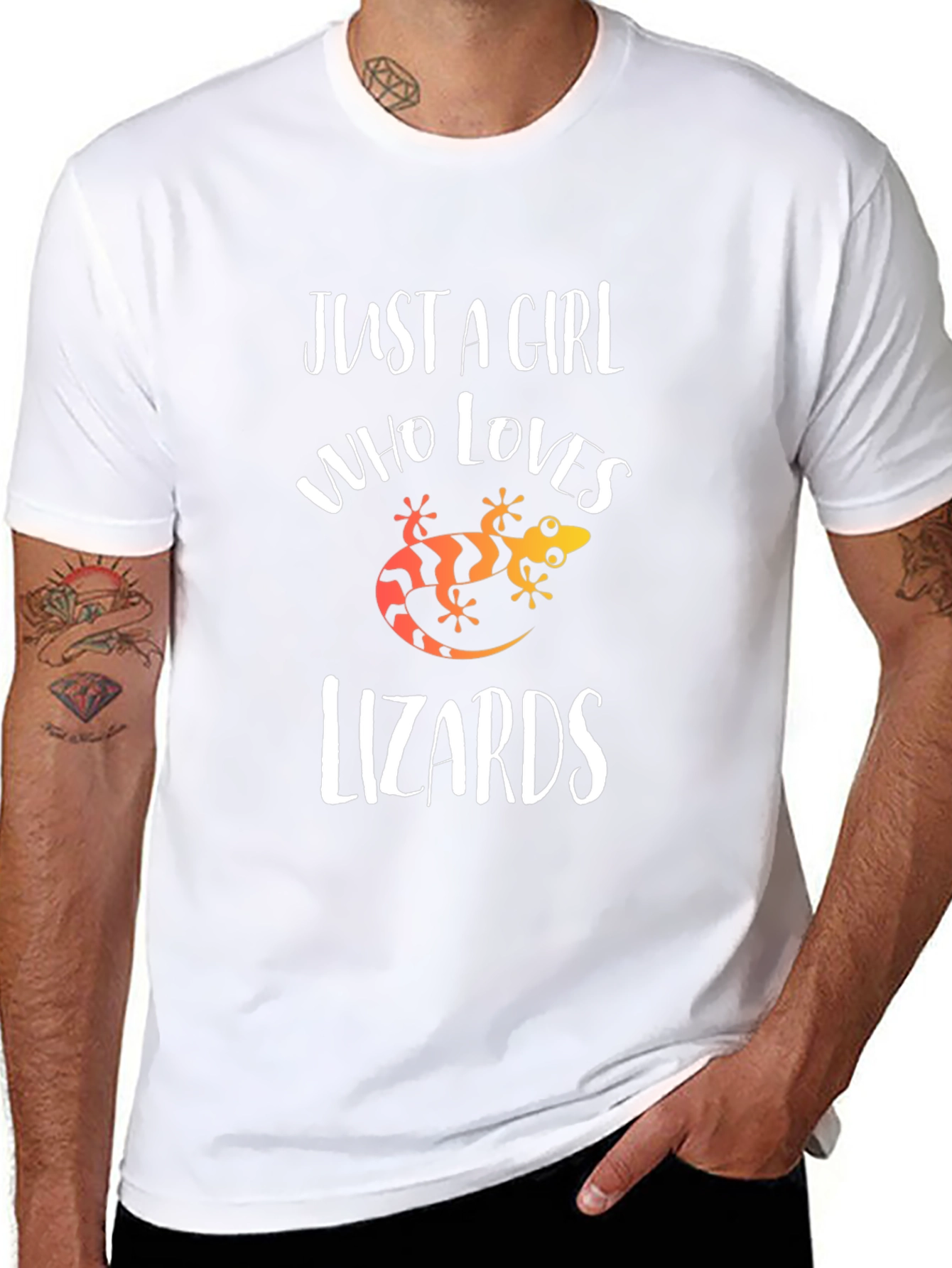 Camiseta Negra Amo las Lagartijas para Mujer