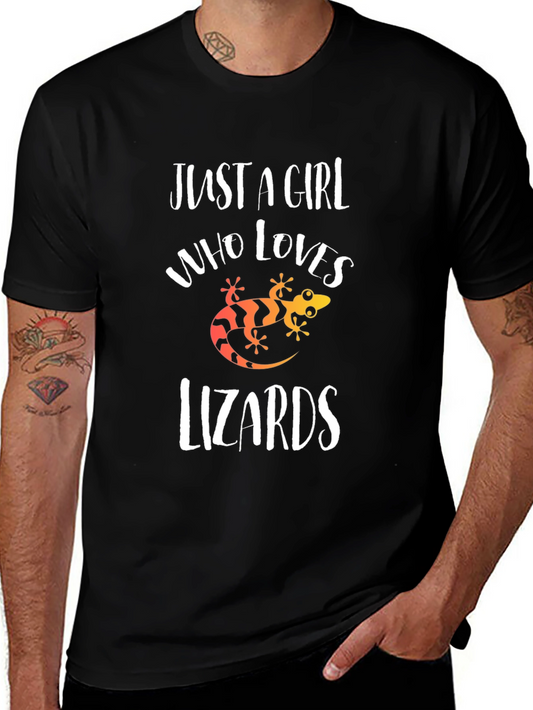 Camiseta Negra Amo las Lagartijas para Mujer