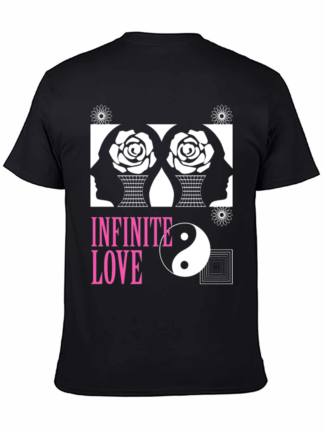 Camiseta Negra Amor Infinito Diseño Yin Yang