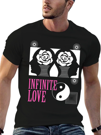 Camiseta Negra Amor Infinito Diseño Yin Yang