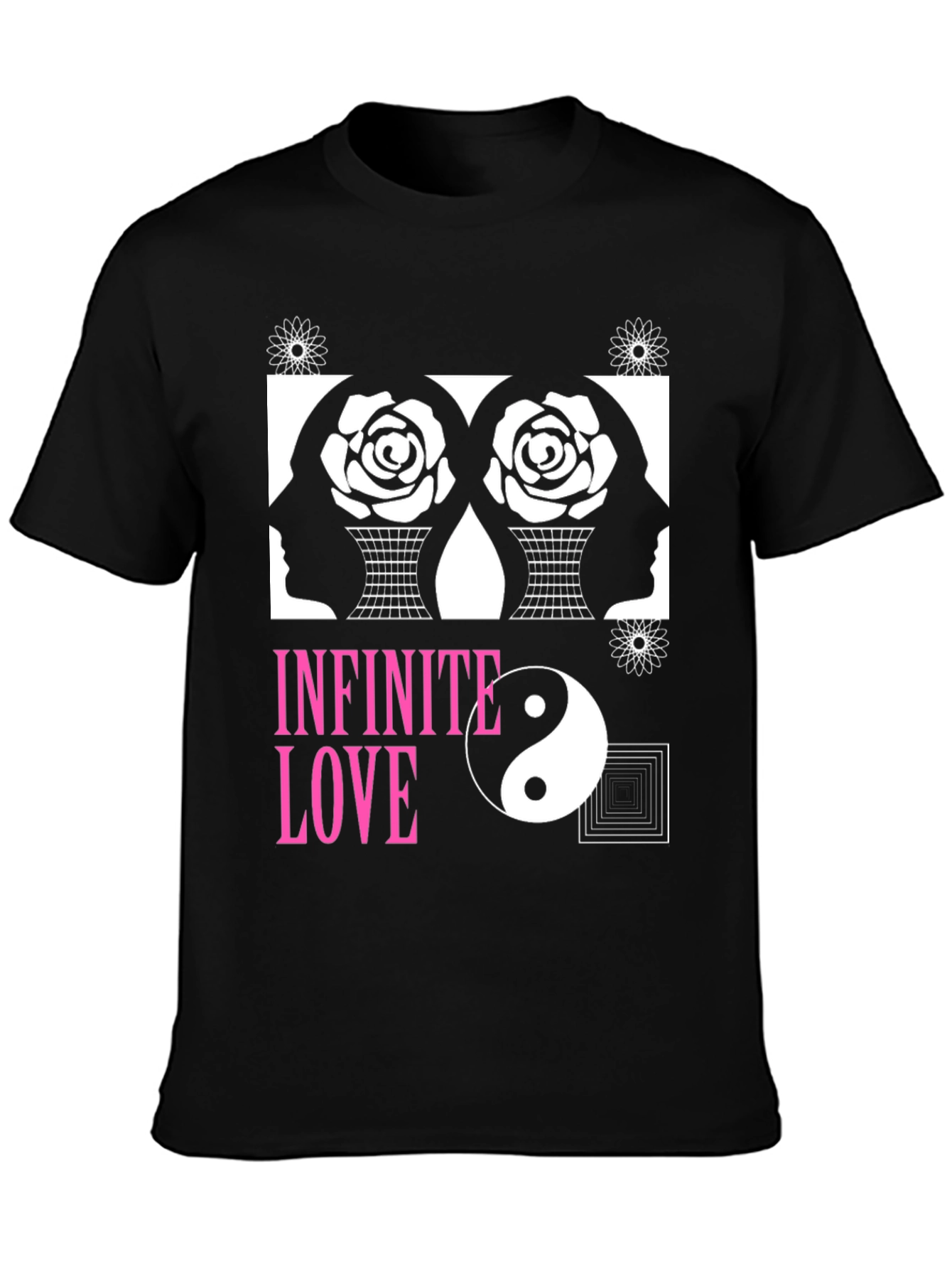 Camiseta Negra Amor Infinito Diseño Yin Yang