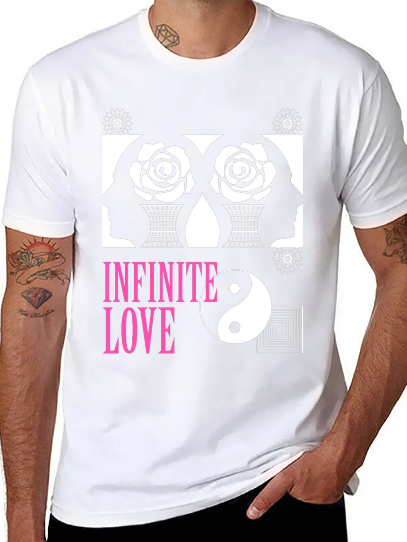 Camiseta Negra Amor Infinito Diseño Yin Yang
