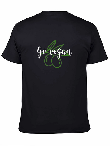 Camiseta Negra Go Vegan con Diseño de Aceitunas