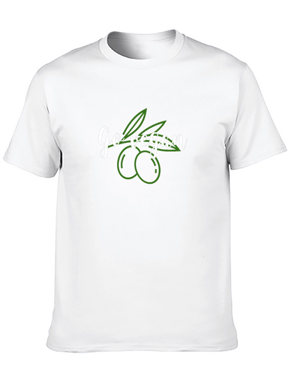 Camiseta Negra Go Vegan con Diseño de Aceitunas