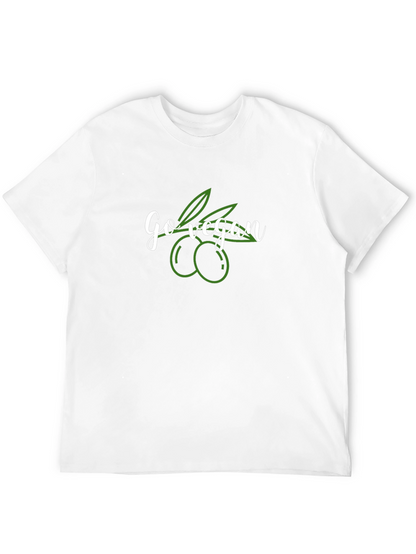 Camiseta Negra Go Vegan con Diseño de Aceitunas
