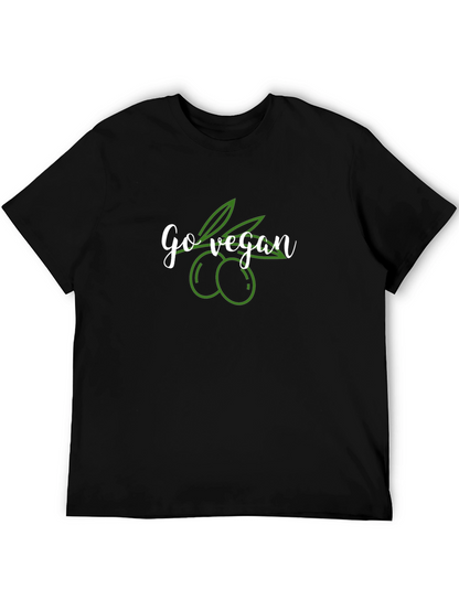 Camiseta Negra Go Vegan con Diseño de Aceitunas