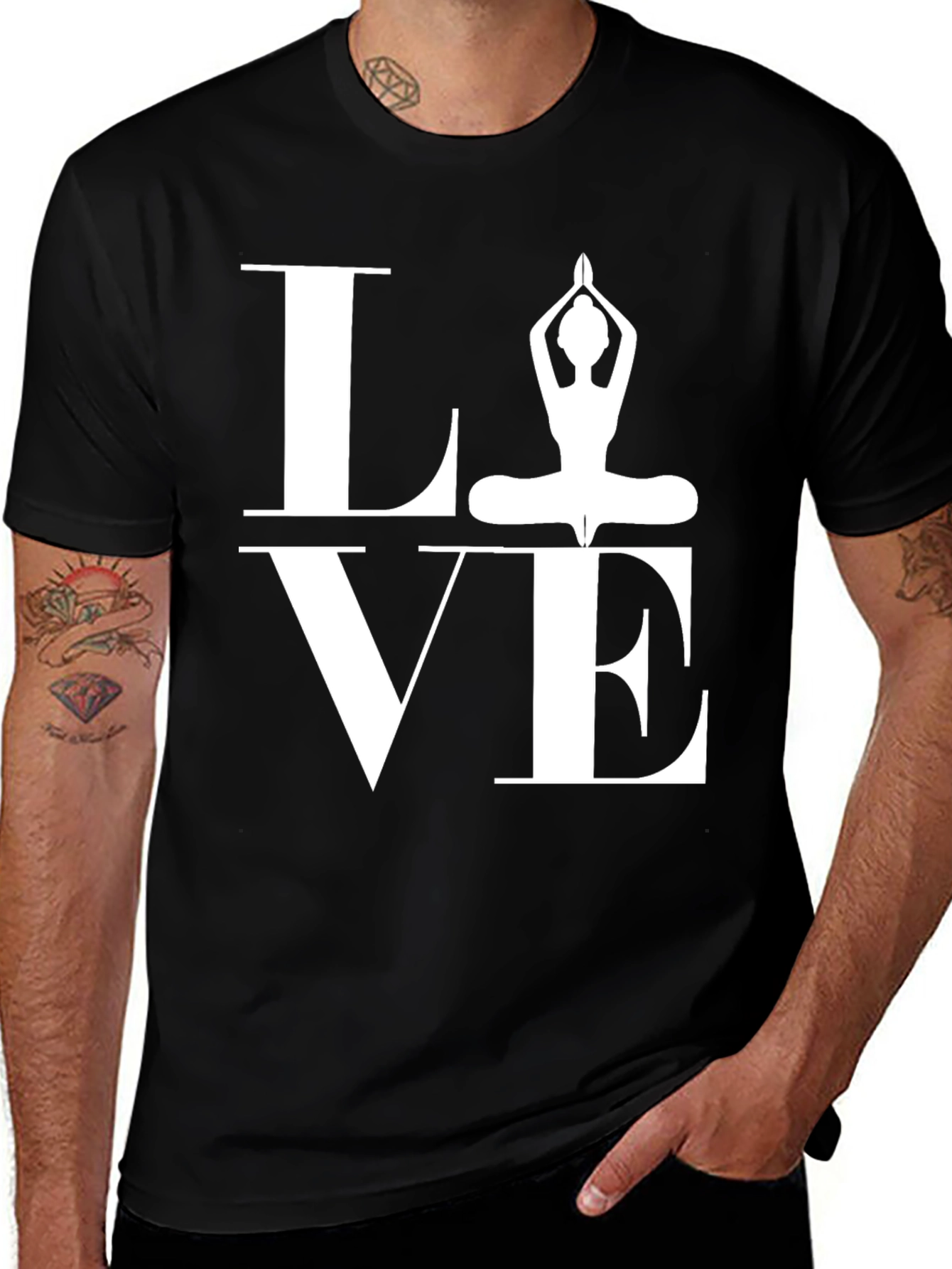 Camiseta Negra LOVE Yoga para Hombre
