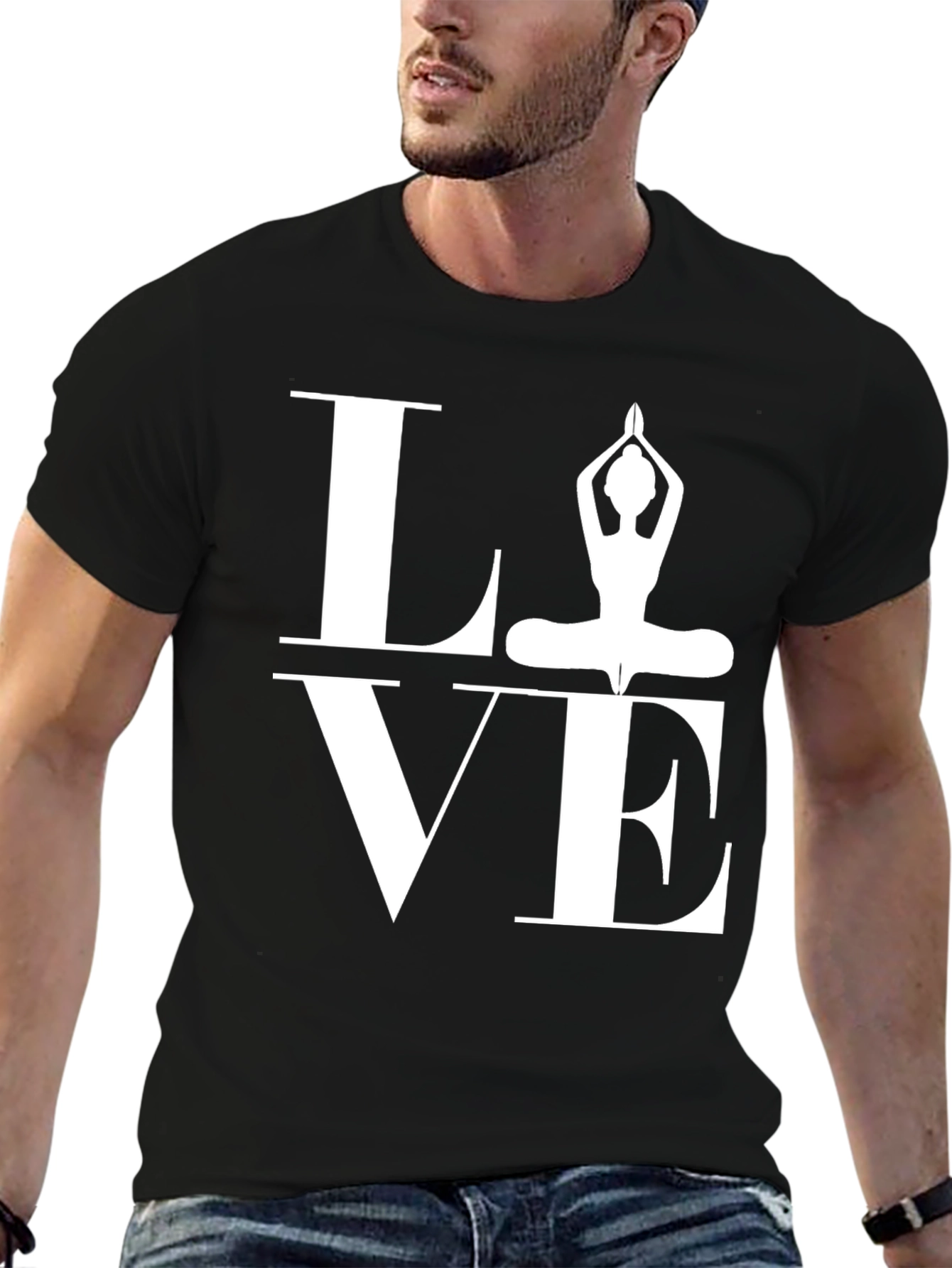 Camiseta Negra LOVE Yoga para Hombre