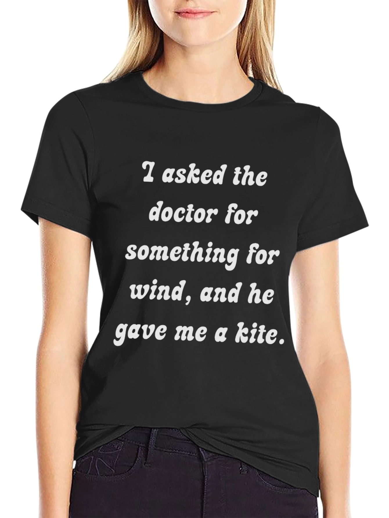 Camiseta Negra Humor Médico Viento y Cometa