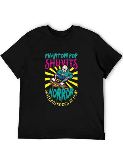 Camiseta Negra con Diseño de Skateboarding Horror
