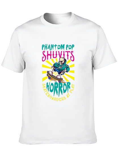Camiseta Negra con Diseño de Skateboarding Horror