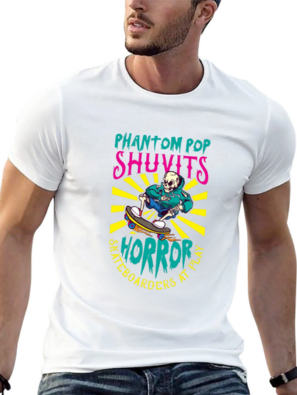 Camiseta Negra con Diseño de Skateboarding Horror