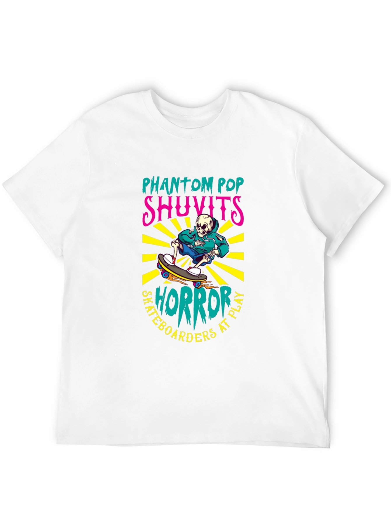 Camiseta Negra con Diseño de Skateboarding Horror