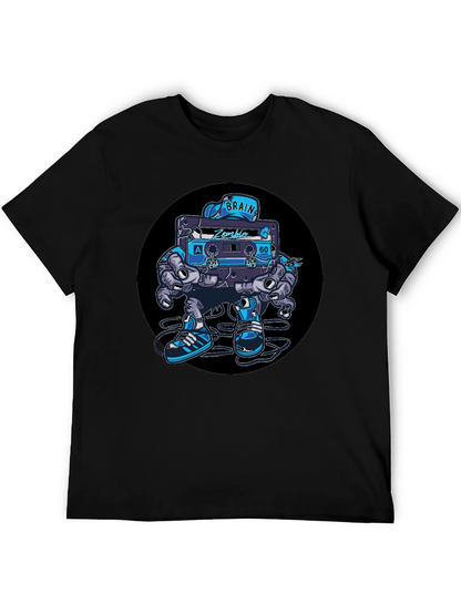 Camiseta Negra con Diseño de Casete Zombie Cerebro