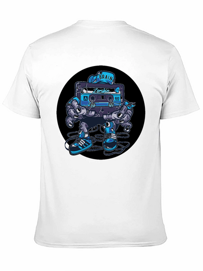 Camiseta Negra con Diseño de Casete Zombie Cerebro