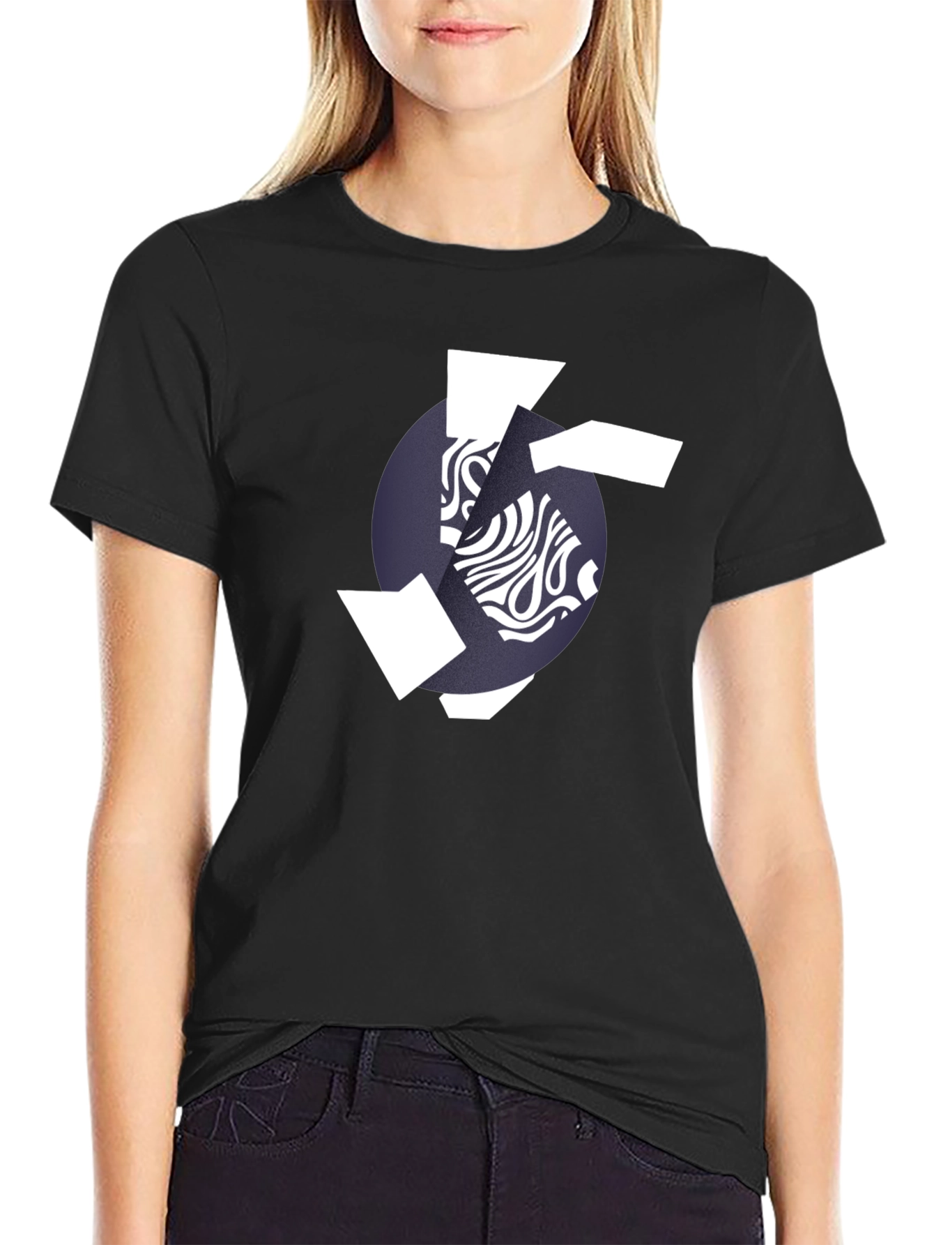 Camiseta Negra Hombre Diseño Abstracto Moderno