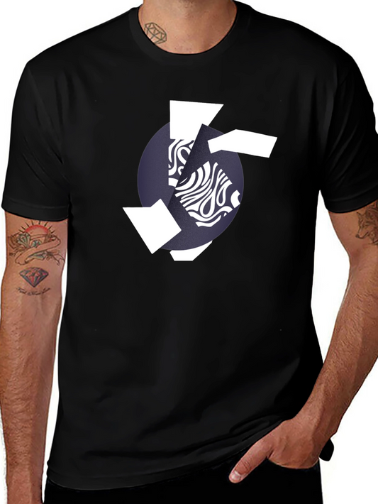 Camiseta Negra Hombre Diseño Abstracto Moderno