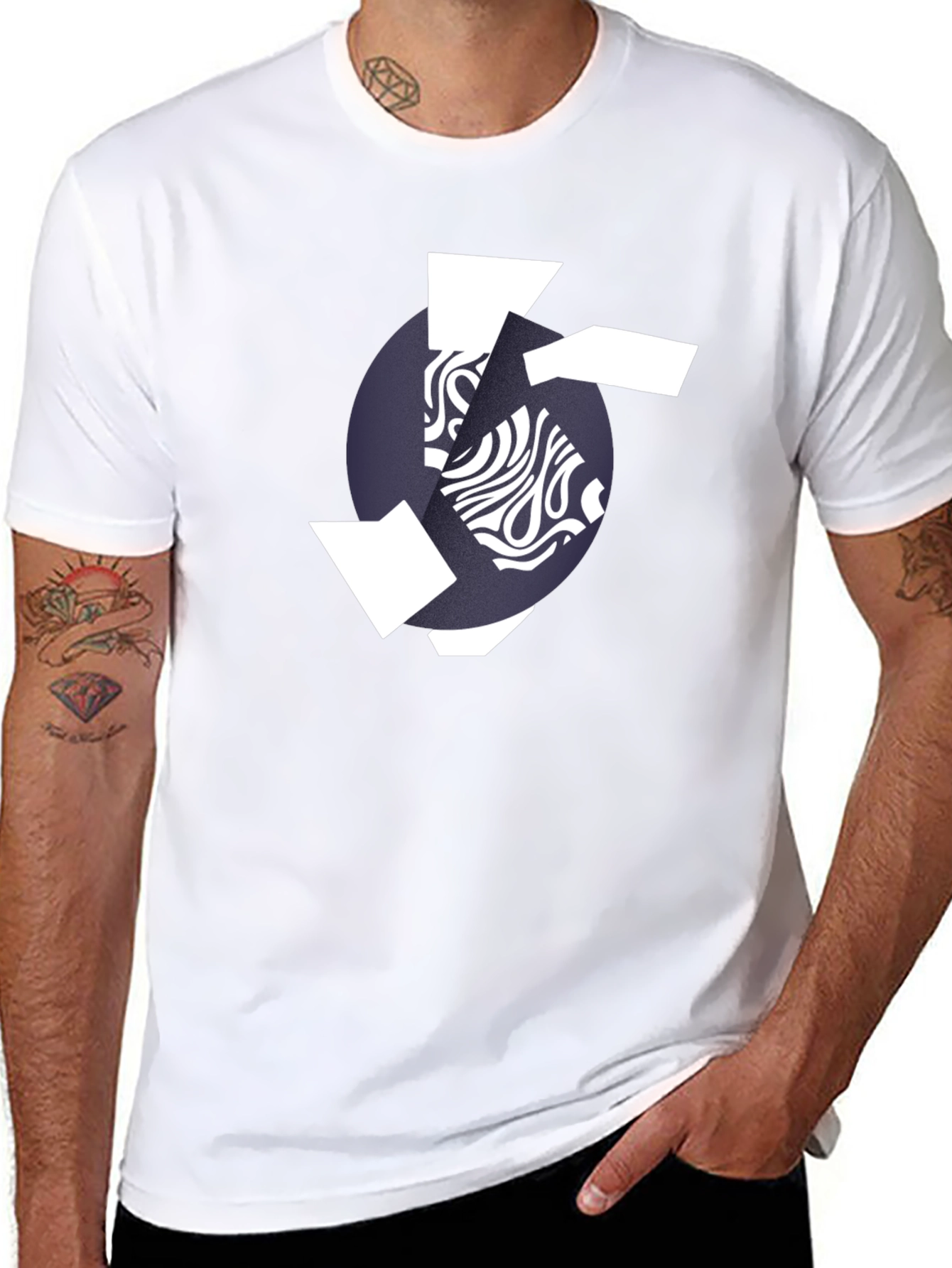 Camiseta Negra Hombre Diseño Abstracto Moderno