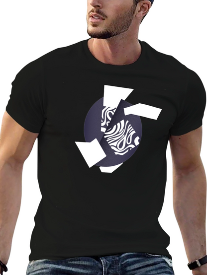 Camiseta Negra Hombre Diseño Abstracto Moderno