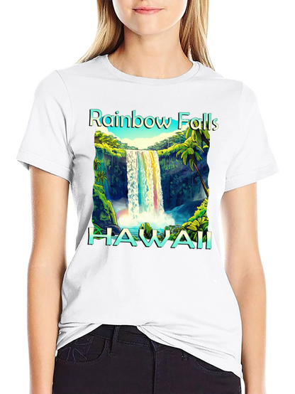 Camiseta Negra Hawaii Rainbow Falls
