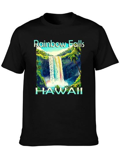 Camiseta Negra Hawaii Rainbow Falls