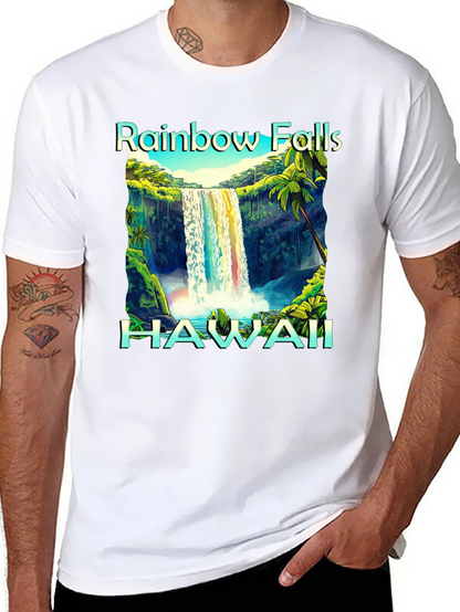 Camiseta Negra Hawaii Rainbow Falls