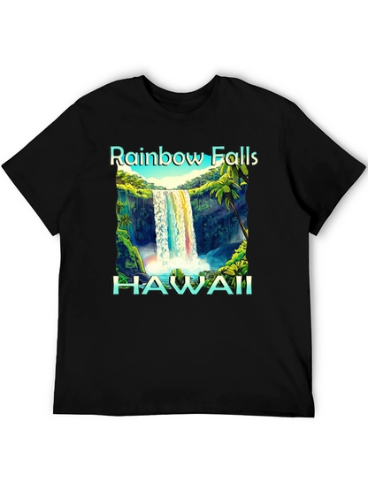 Camiseta Negra Hawaii Rainbow Falls