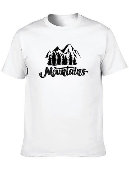 Camiseta Negra Montañas y Naturaleza Estilo Casual