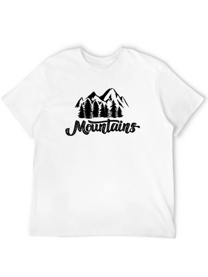 Camiseta Negra Montañas y Naturaleza Estilo Casual