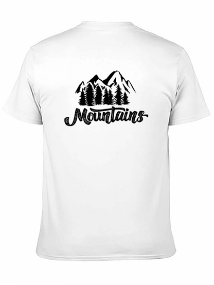 Camiseta Negra Montañas y Naturaleza Estilo Casual
