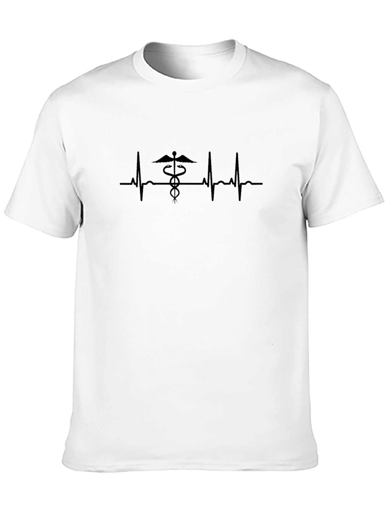 Camiseta Negra con Caduceo y Latido