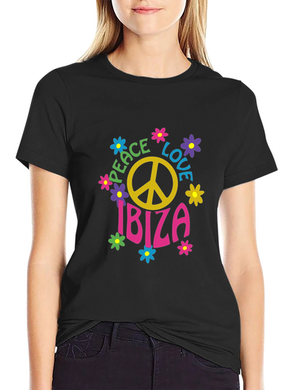 Camiseta Negra Hippie Ibiza Paz y Amor