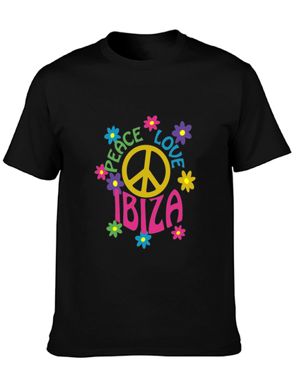 Camiseta Negra Hippie Ibiza Paz y Amor