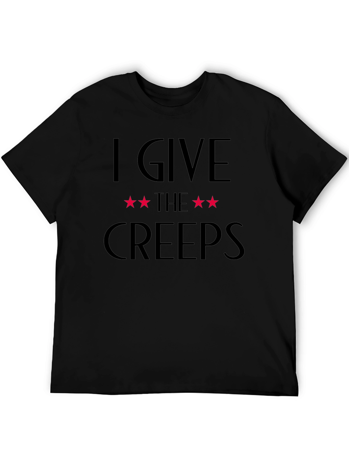 Camiseta Negra: I Give The Creeps Estrellas Rojas
