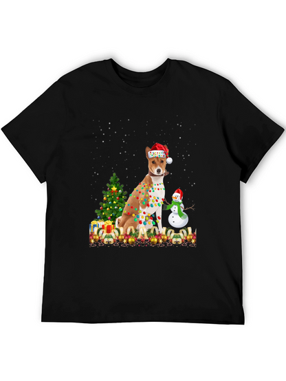 Camiseta Navideña con Diseño de Perro Basenji