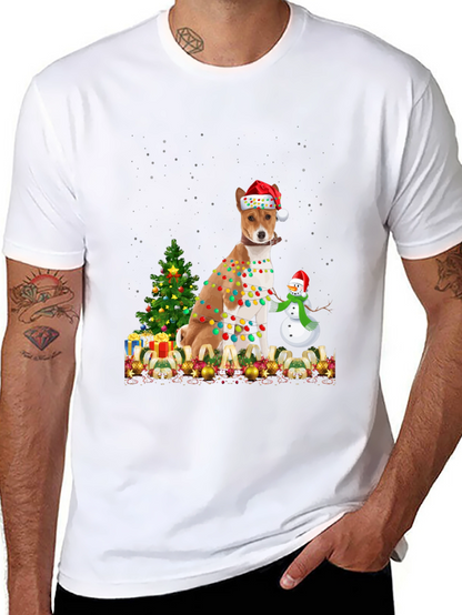 Camiseta Navideña con Diseño de Perro Basenji
