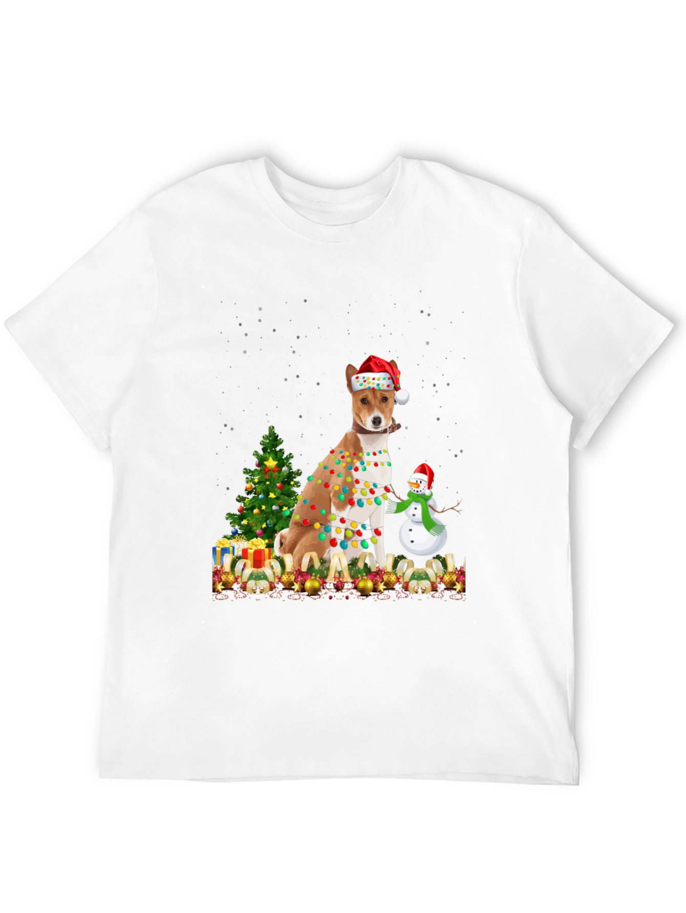 Camiseta Navideña con Diseño de Perro Basenji